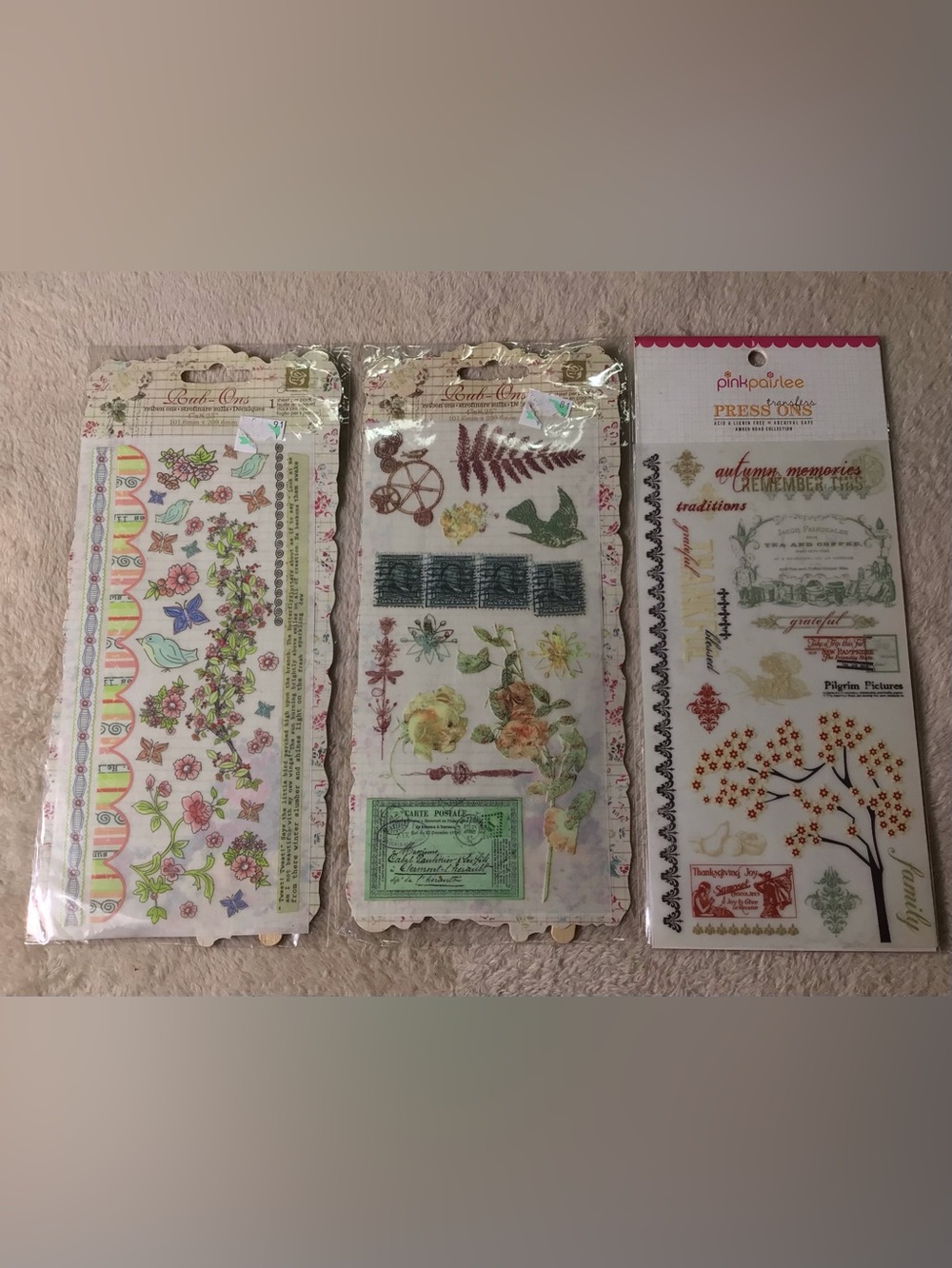 Vintage Floral & Ephemera rub ons